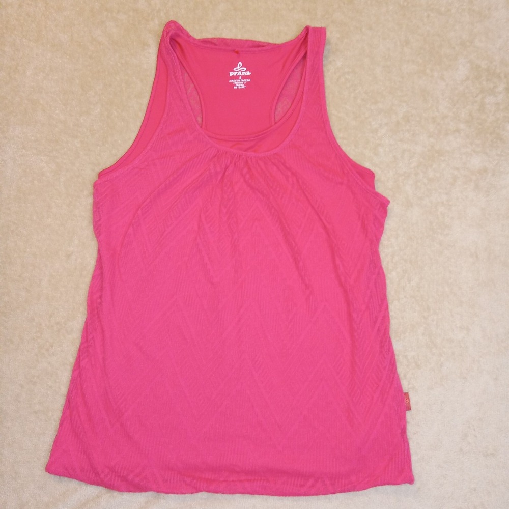 Prana Women's Small Tank Top Sheer Sleeveless Red